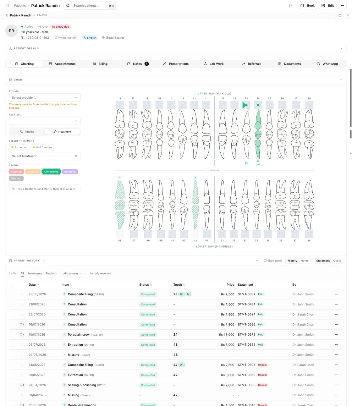 Dental Charting in DentalPro