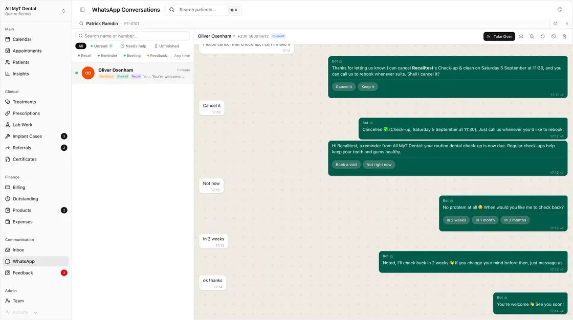 WhatsApp Integration in DentalPro